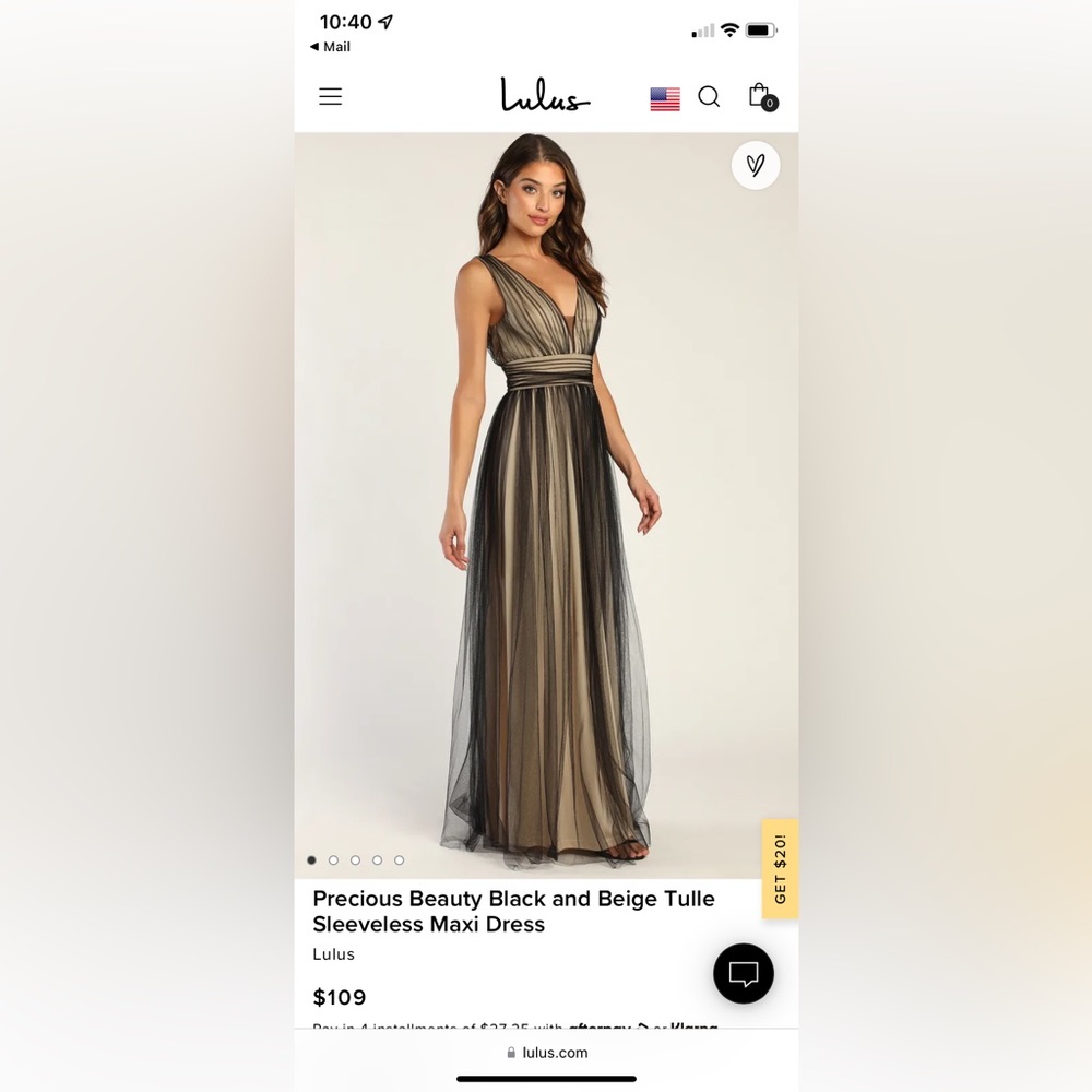 Lulus black and beige tulle maxi dress